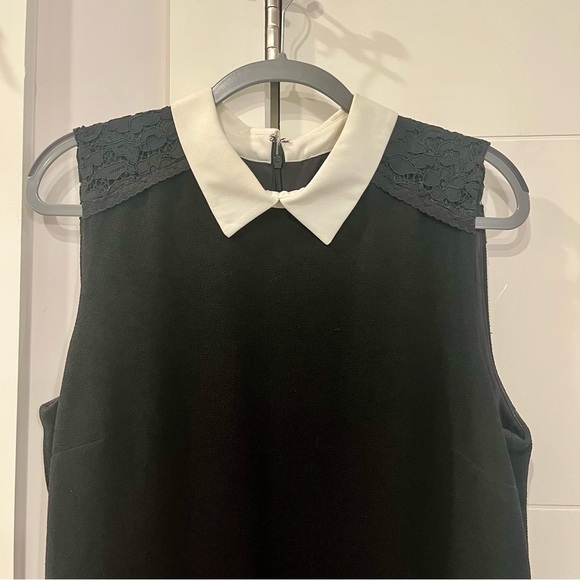 Karl Lagerfeld Paris Sheath Dress with Drop Waist and Lace Flounce w Collar - Picture 2 of 8